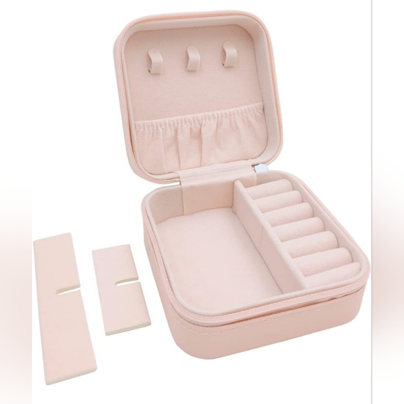 JEWELRY TRAVEL SIZE CASE, LIGHT PINK ORGANIZER, NEW - Picture 4 of 6